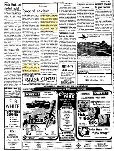 Record Review by Gross Ed: El Paso Newspaper 17 February 1970, Review of Second Winter